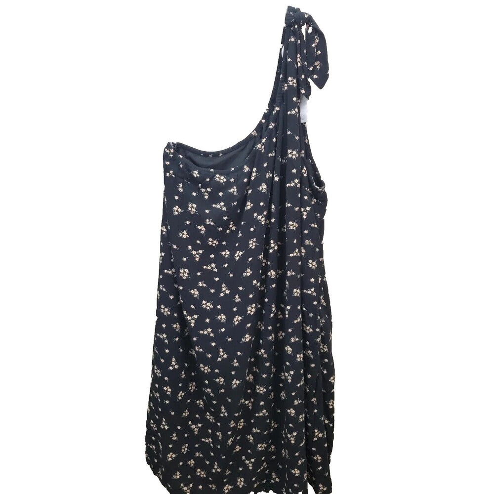 American Eagle Floral One Shoulder Dress Size XL Black Lined NWT